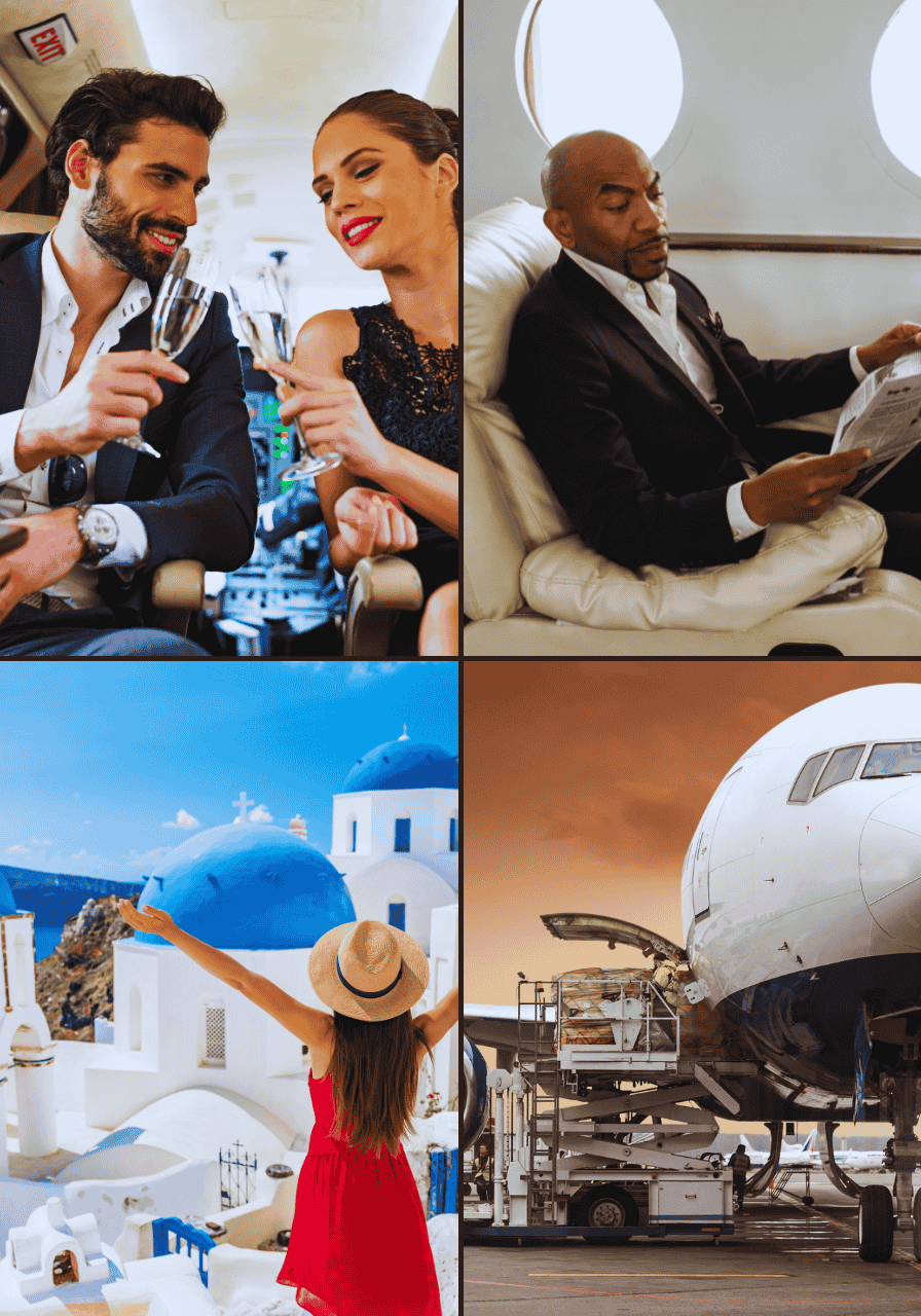 We proudly serve: High-net-worth individuals (HNWIs): Private charters for business and leisure. Corporate executives and government officials: Efficient and secure travel solutions. Businesses: Customized cargo operations with precision logistics. Luxury travelers: Curated tourism experiences that redefine exploration.